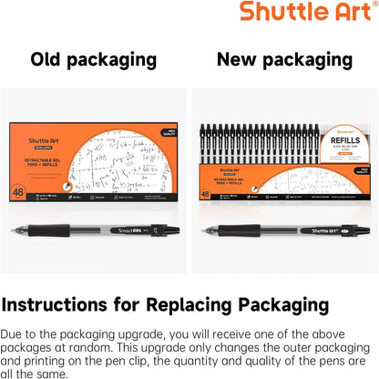 Shuttle Art Black Gel Pens, 48 Pack(20 Pens with 28 Refills) Retractable Medium Point Rollerball Gel Ink Pens Smooth Writing with Comfortable Grip for Office School Home Work