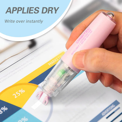 Refillable Retractable White Correction Tape, Mini Small Japan Aesthetic Cute Correction Tape Pen, with Easy to Refill Pen Applicator,for Kawaii School Office Supplies