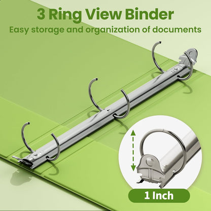 SUNEE 3 Ring Binder 3 Inch 1 Pack, Clear View Binder Three Ring PVC-Free (Fit 8.5x11 Inches) for School or Office Supplies, Pink