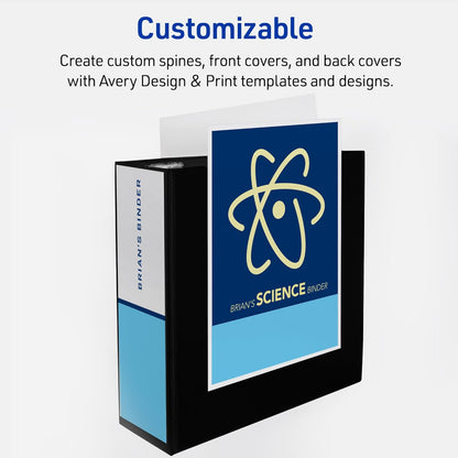 Avery Heavy-Duty View 3 Ring Binder, 3" One Touch EZD Rings, 670-Sheet Capacity, 3.5 Inch Wide Spine, Great for Home, School Supplies, Office, or Organization Needs, 1 White Binder (79193)
