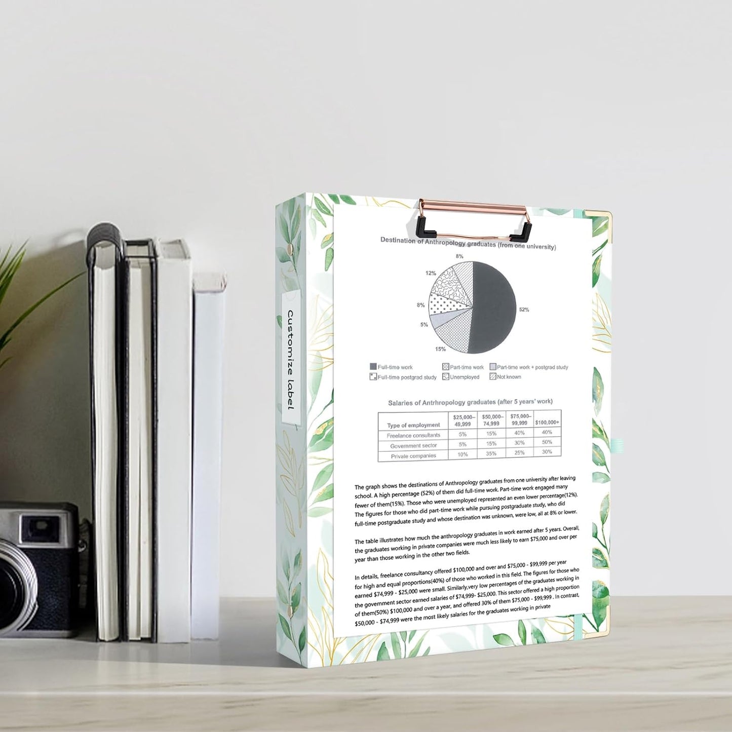 Ospelelf Binder 3 Ring 1 Inch, Floral Round Ring Clipboard Binder for Letter Size with 5 Tab Dividers, File Folder Labels, for School and Office Supplies