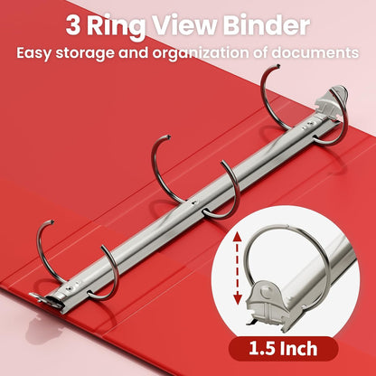 SUNEE 3 Ring Binder 3 Inch 1 Pack, Clear View Binder Three Ring PVC-Free (Fit 8.5x11 Inches) for School or Office Supplies, Pink