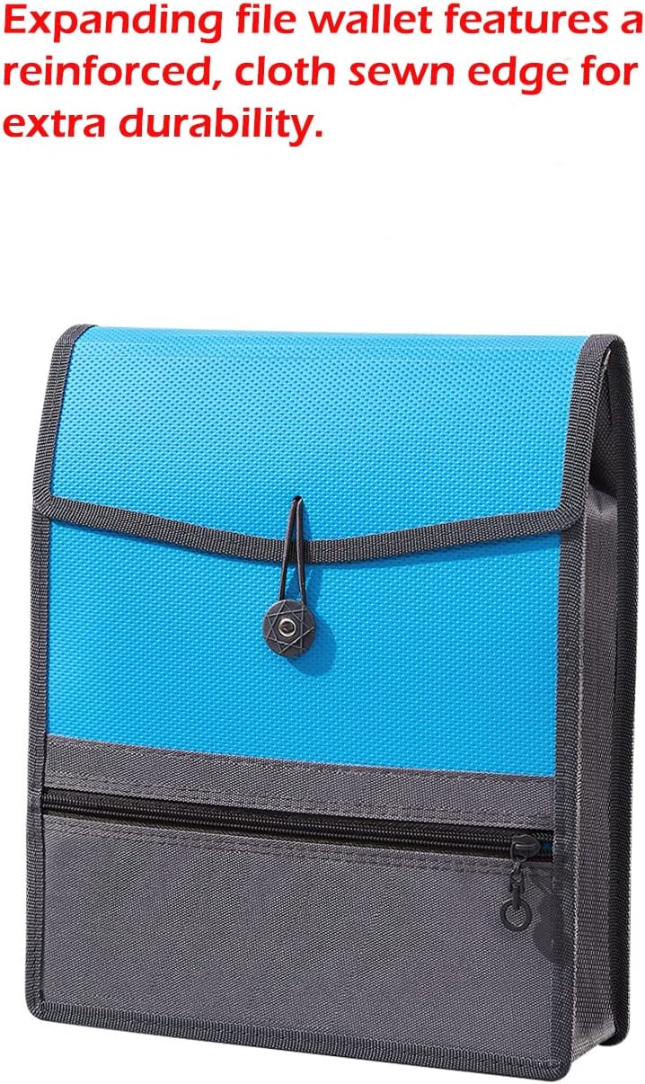 Expanding File Folder Document Organizer with Elastic Cord & Button Closure, Letter Size, 3.5" Expansion, Letter A4 Expandable File Folder for Home School Office Organization, 3 Pack