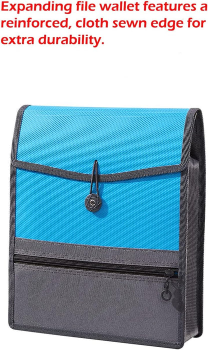 Expanding File Folder Document Organizer with Elastic Cord & Button Closure, Letter Size, 3.5" Expansion, Letter A4 Expandable File Folder for Home School Office Organization, 3 Pack