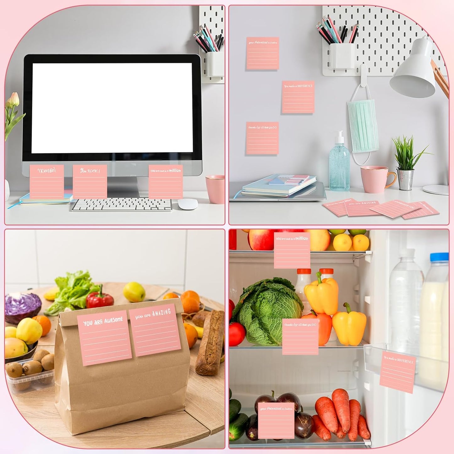 Yinder 48 Pcs Inspirational Sticky Notes Cute Motivational Sticky Notes Pad End of Year Employee Appreciation Gifts Bulk for Teacher Nurse Coworkers Office Supplies 3 x 3'' (Thank You,Dark Color)