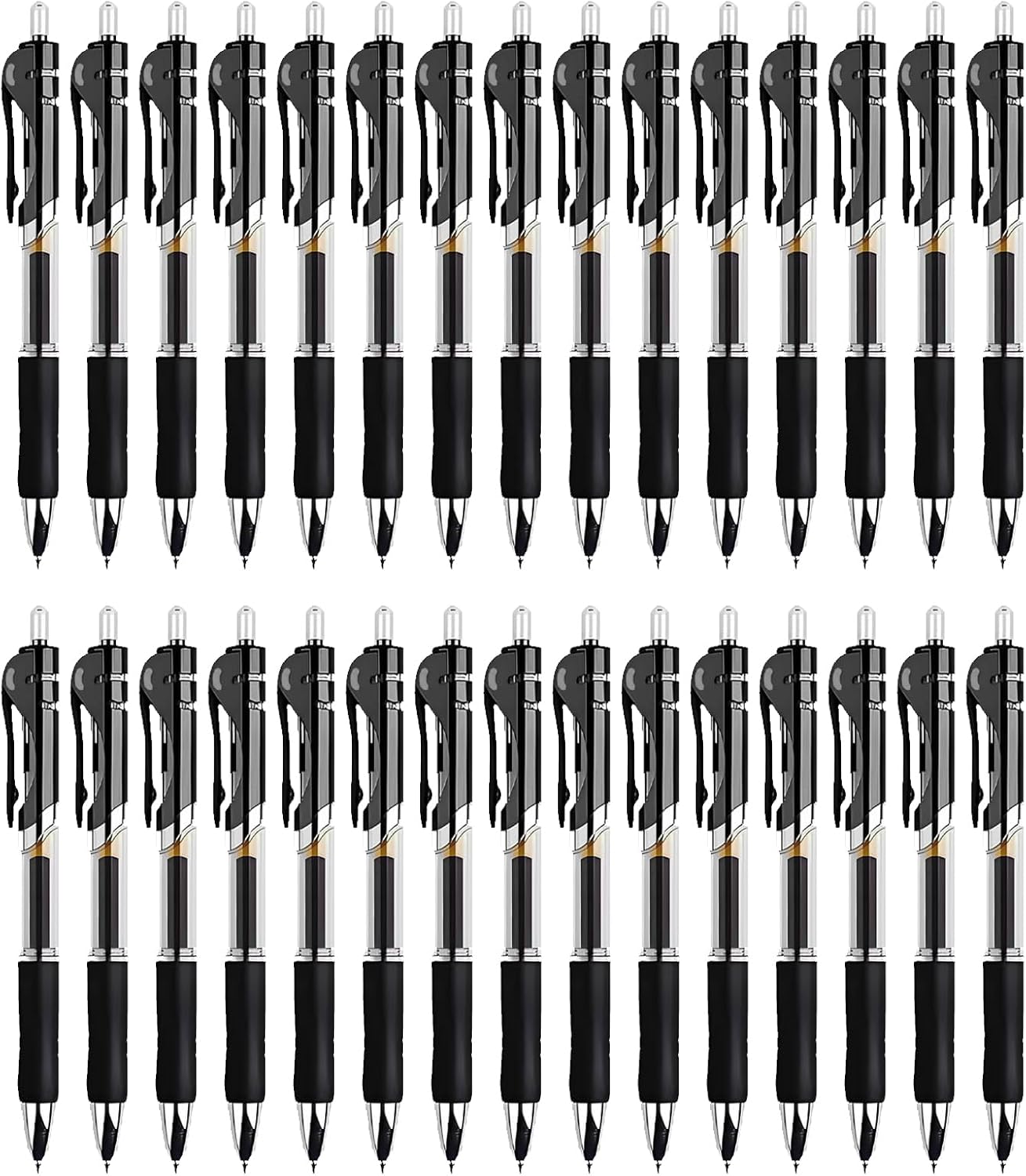 30pcs Black Gel Ink Pens for Writing, 0.5 mm Pens Fine Point Smooth Writing Pens for Journaling, Bulk Retractable Rollerball Pens for School Office.