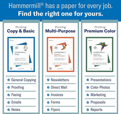Hammermill Premium Laser Print Paper, 24 lb Copy Paper, 8.5 x 11 Letter Size, 3 Hole - 1 Ream (500 Sheets) - 98 Bright