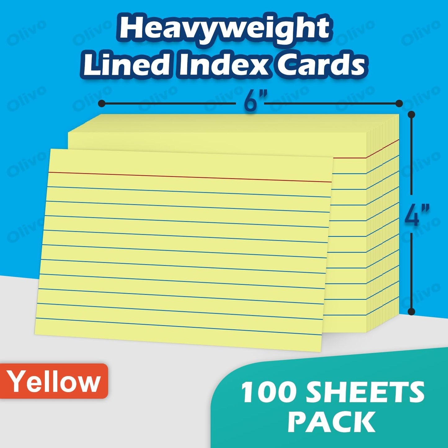 Index Cards 4x6 Lined Ruled Flash Note Cards 4" x 6", White, 100 Count, 220 GSM Heavy Weight