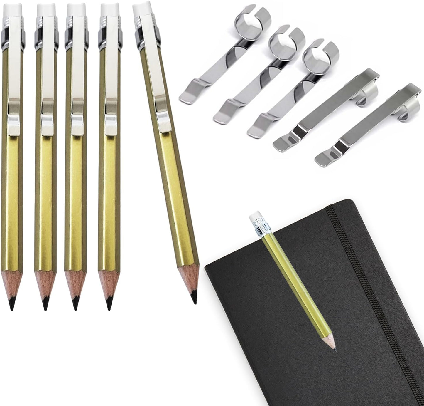 Adhere 25pcs Golf Pencils with Eraser Pre sharpened Hexagon half Wooden Pencils Graphite 2B for Golf Event Scoring,Classroom,Wedding,Company Meetings,Pew, Pocket (Nature)