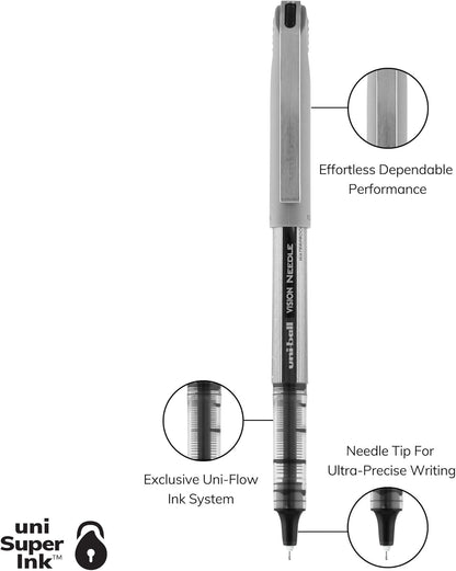 uniball Vision Needle Rollerball Pen, Fine Point (0.7mm), Red Ink, 6 Pens