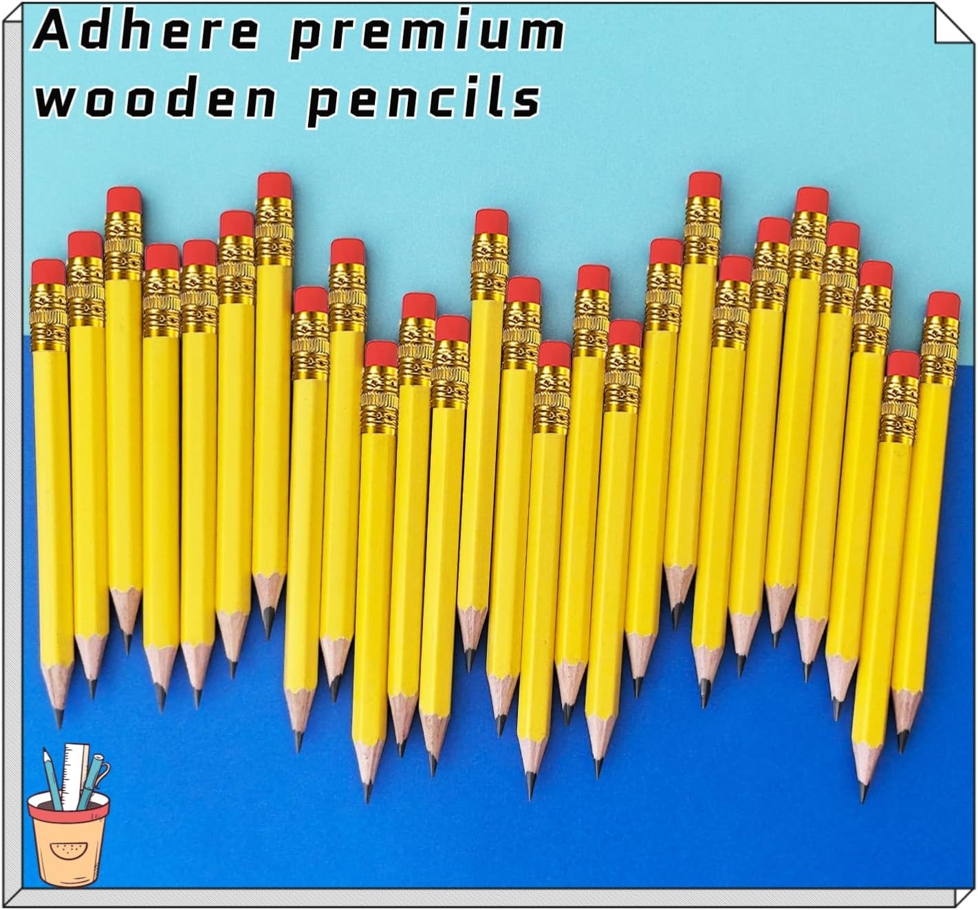 Adhere 25pcs Golf Pencils with Eraser Pre sharpened Hexagon half Wooden Pencils Graphite 2B for Golf Event Scoring,Classroom,Wedding,Company Meetings,Pew, Pocket (Nature)