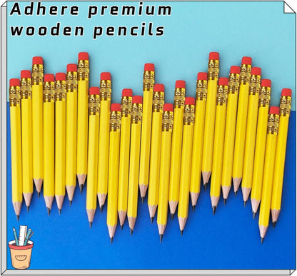 Adhere 25pcs Golf Pencils with Eraser Pre sharpened Hexagon half Wooden Pencils Graphite 2B for Golf Event Scoring,Classroom,Wedding,Company Meetings,Pew, Pocket (Nature)
