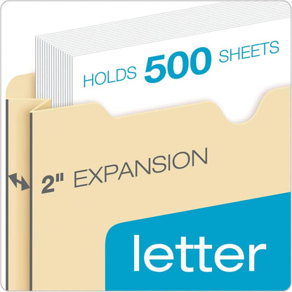 Office Depot Manila Double-Top File Jackets, 2in. Expansion, Letter Size, Pack of 25, 458161OD
