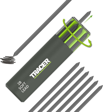 Tracer Tough Construction Pencil Replacement Leads Set - 6 x 5.2mm Graphite Leads for the Tough Pencil. Set of 6 refills