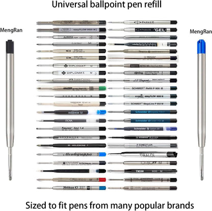 MengRan 3.9'' Ballpoint Ink Pen Refills for Click Pens,1mm Medium Tip,Compatible with Parker Pen Refill,Pack of 10 (Black Ink)