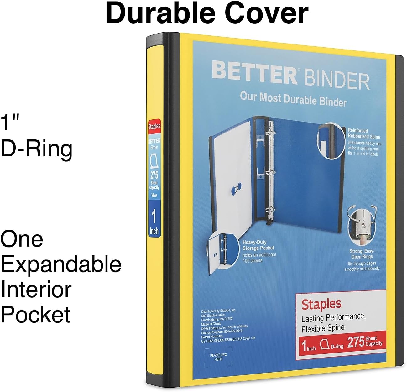 Staples Better Binder 2-Inch D-Ring View Binder, Reinforced Spine, Holds Up to 540 Sheets, Teal, for Office & School