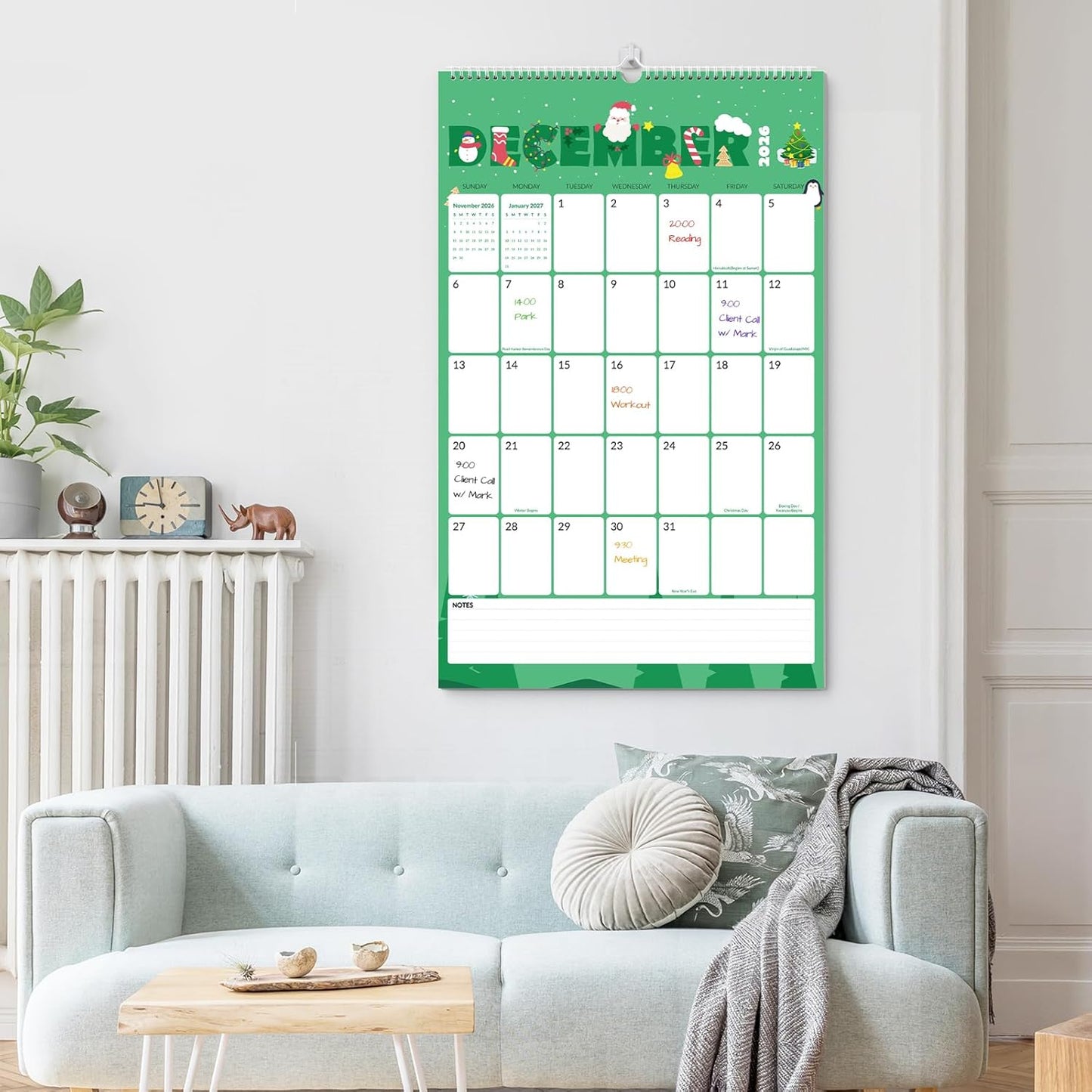 SUNEE 2026 Wall Calendar Large 22.75"x15.5", 21 Month Calendar (Ends December 2027), Vertical Extra Large, Seasons Color