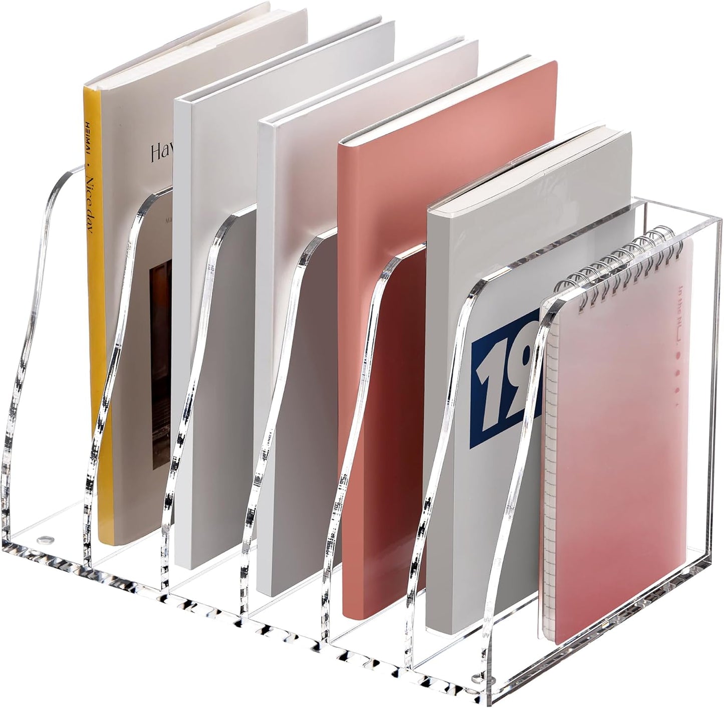 SANRUI Desk Organizer Clear Acrylic Desk Magazine File Holder with 3 Vertical Sections Magazine Rack File Organizer for Office, Home, School