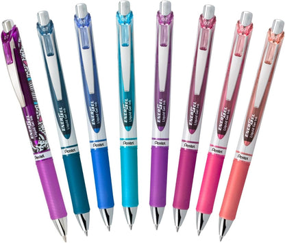 Pentel EnerGel RTX Retractable Liquid Gel Pen, Creator Expressions Pack, 0.7mm, Metal Tip, Medium Line, Assorted Ink, Pack of 8 Pens (BL77XRIGBP8M)