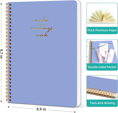 Meeting Notebook for Work Organization - Work notebook with action items, Meeting Minutes Planner Notebook, Perfect Office Supplies for Men & Women - Pink