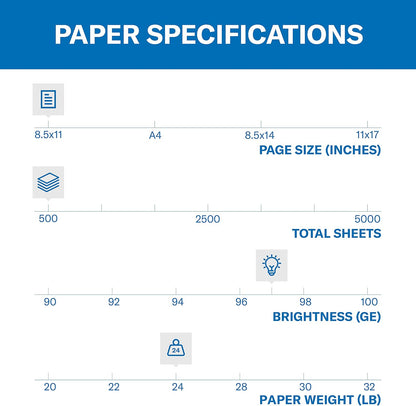 Hammermill Printer Paper, Premium Multipurpose Paper 20 lb, 8.5 x 11-5 Ream (2,500 Sheets) - 97 Bright, Made in the USA, 105910C