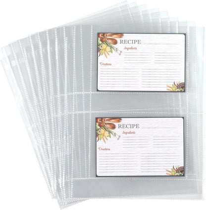 Samsill 8 Tab Recipe Dividers, Recipe Sleeves, Sheet Protector Dividers, with Tab Inserts, Clear, Super Heavyweight, Top Loading, 3 Hole Punched for Standard Letter Size Binders, Archival Safe