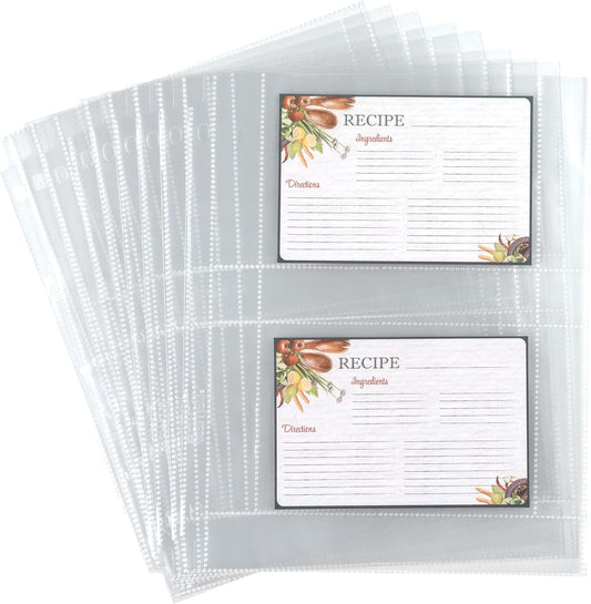 Samsill 8 Tab Recipe Dividers, Recipe Sleeves, Sheet Protector Dividers, with Tab Inserts, Clear, Super Heavyweight, Top Loading, 3 Hole Punched for Standard Letter Size Binders, Archival Safe