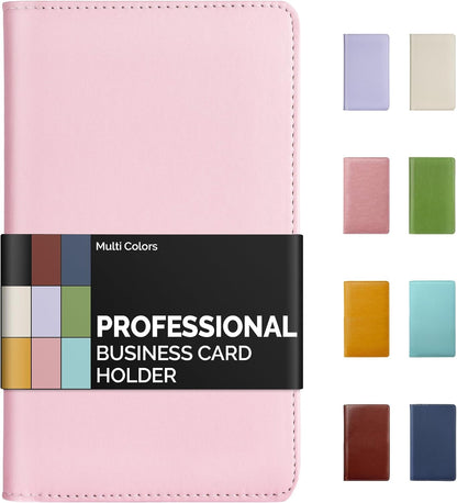 Sooez Leather Professional Business Card Book Holder Organizer, 240 Capacity Credit Card Booklet, PU Name Cards Holder Storage File for Men Women, 7.7 x 4.5 Inch, Black