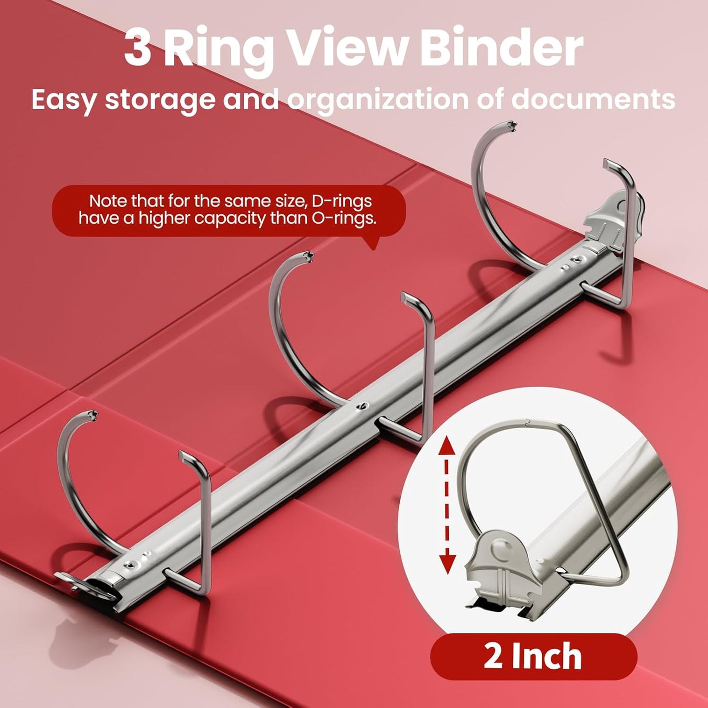 SUNEE 3 Ring Binder 2 Inch, Clear View Binder Three Ring PVC-Free (Fit 8.5x11 Inches) for School or Office Supplies, Light Purple, 1 Pack