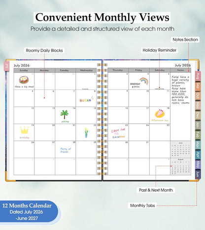 2026 Planner, Weekly and Monthly Calendar Planner from January 2026 - December 2026, 8.5" x 11" Hardcover Leather Hourly Appointment Book with Tabs, Spiral Daily Planners for School Work Home, Green