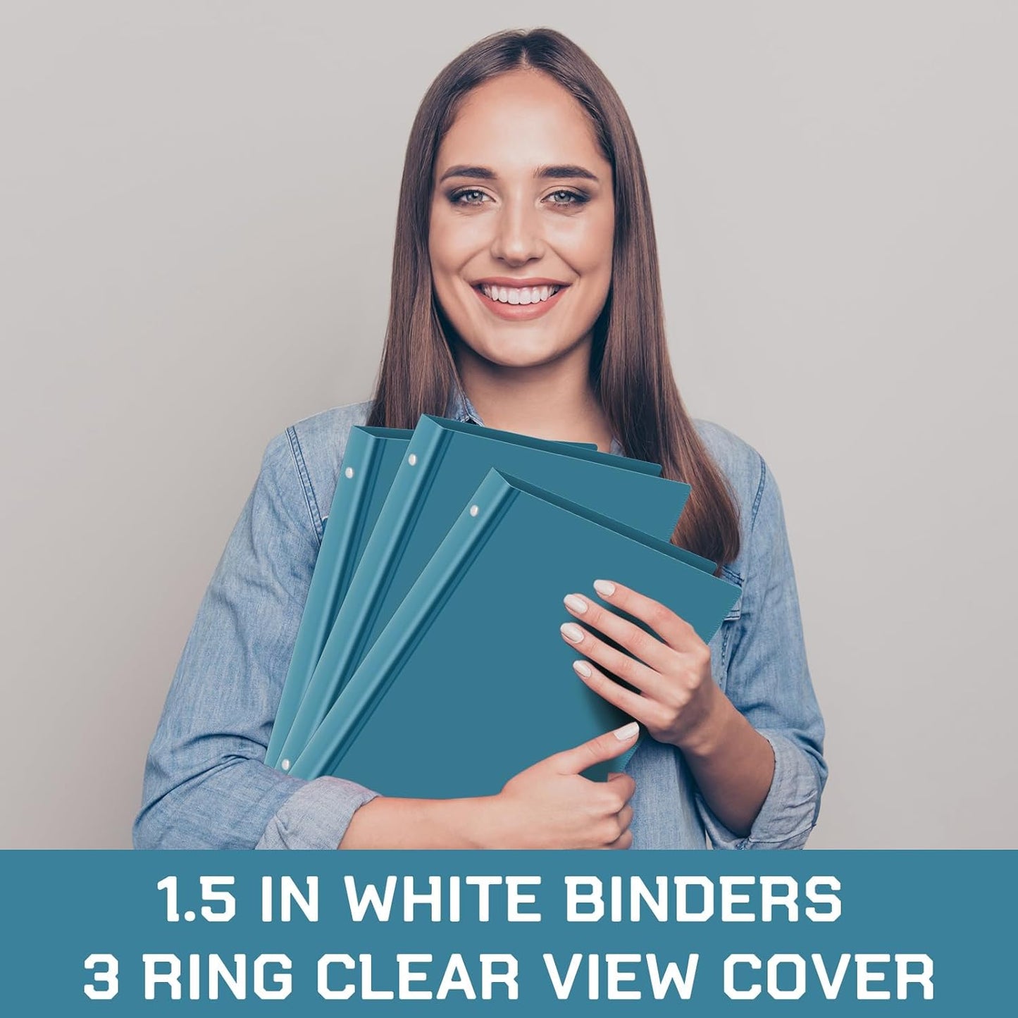 Fulmoon 12 Pcs Economy View 3 Ring Plastic Binder 12.2 x 9.8 Inch Plastic Round Ring Binders with Pockets Notebinder for Meetings for Home, Office, School(White, 1/2 Inch)