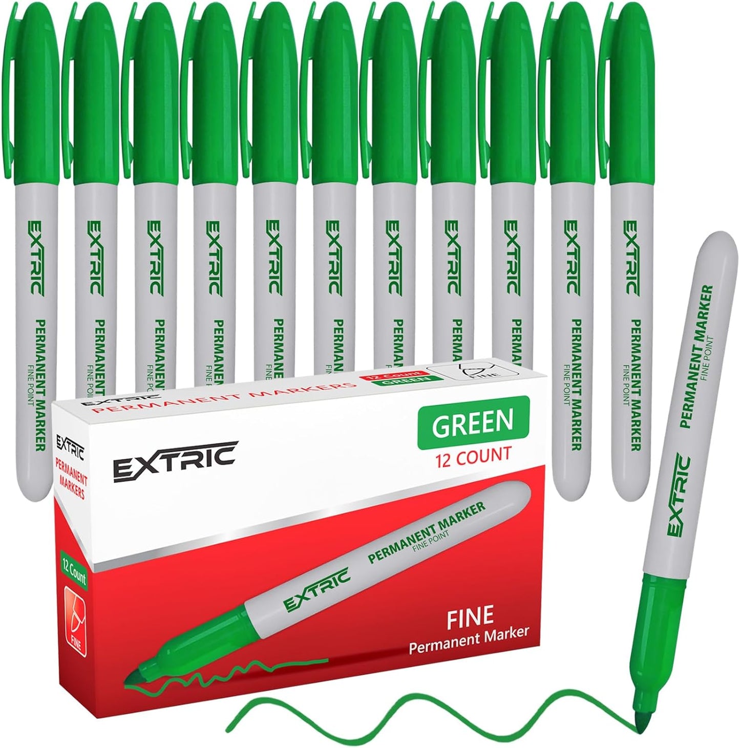 EXTRIC Permanent Markers Black, 36 Count Fine Point Markers, Quick Drying, Works on Wood, Paper, Plastic, Metal and Glass, for Home, Office and School use