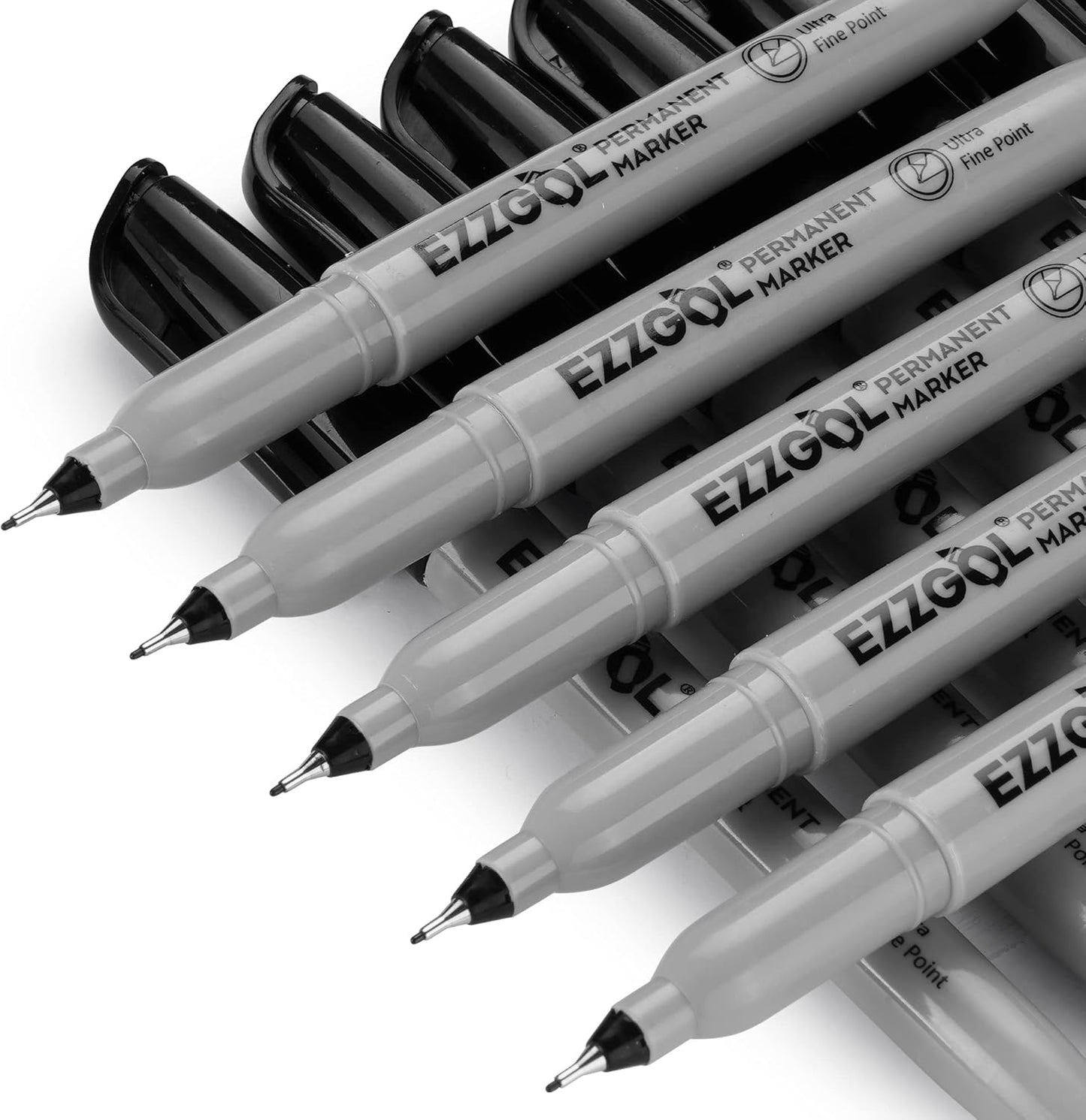 Ezzgol Ultra Fine Permanent Marker, 72 Pack Ultra Fine Point Black Permanent Marker set, Works on Plastic,Wood,Stone,Metal and Glass for Doodling, Marking