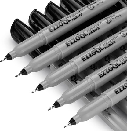 Ezzgol Ultra Fine Permanent Marker, 72 Pack Ultra Fine Point Black Permanent Marker set, Works on Plastic,Wood,Stone,Metal and Glass for Doodling, Marking