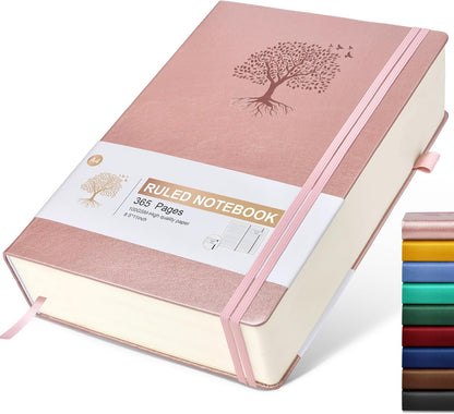 Lined Journal Notebook -365 Pages A5 Thick Journals for Writing Ruled Notebook, Hardcover Leather Journal for Women Men Daily Journal Notebook for Work, Note Taking, 100Gsm Lined Paper( 5.75'' X 8.38'' Green)