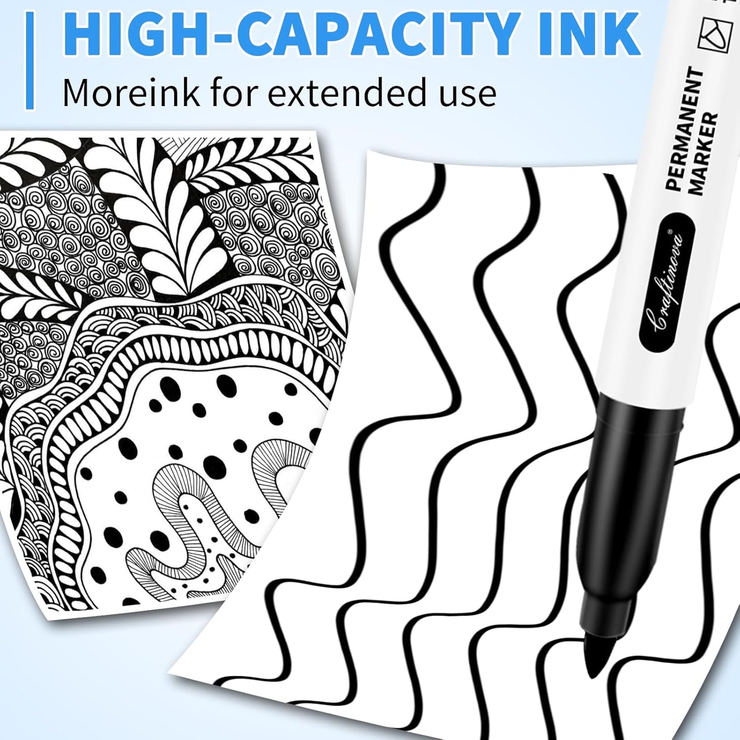 Black Ultra Fine Point Permanent Markers, Extra Fine Tip, Quick Drying and Waterproof, Fade Resistant Perfect on Paper, Glass, Metal, Plastic, Wood, Office & School Use, 12 Pack