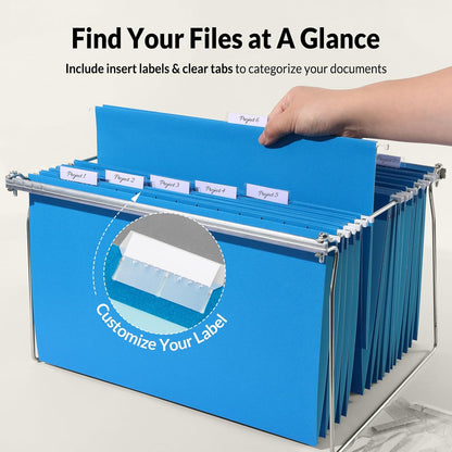 SUNEE Hanging File Folders Legal Size, Black File Folders 25 Pack 1/5-Cut Tabs, Stay Organized for Your Home and Office Bulk File and Documents