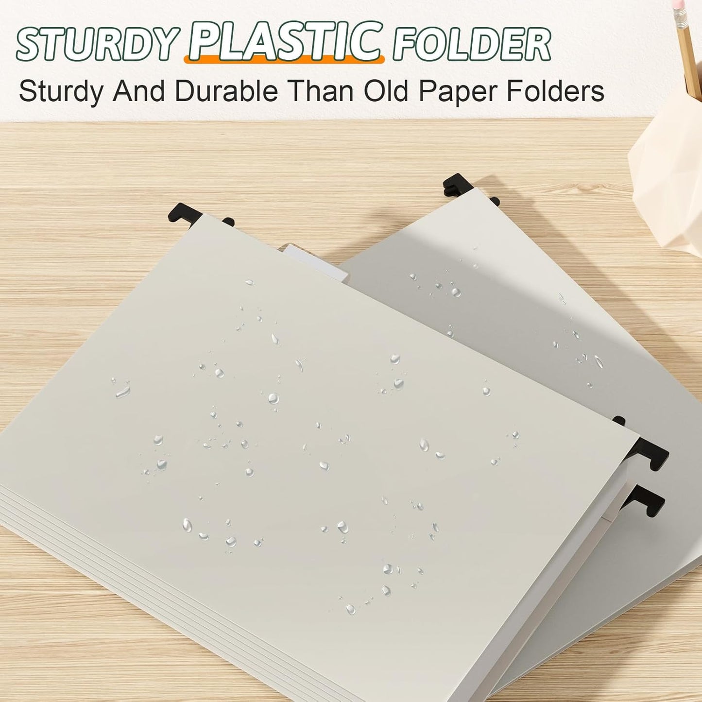 Plastic Hanging File Folder Letter Size,12 Pack Reinforced Heavy Duty Hanging Folders,Sturdy File Cabinet Folders,Black Hanging File Folder with Tabs,Hanging Folders for Filing Cabinet