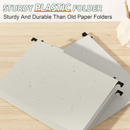 Plastic Hanging File Folder Letter Size,12 Pack Reinforced Heavy Duty Hanging Folders,Sturdy File Cabinet Folders,Black Hanging File Folder with Tabs,Hanging Folders for Filing Cabinet