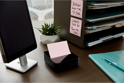 Post-it Note Dispenser, Sticky Note Holder, Black Wave Design, Includes 3 Pads of 90 Sheets of 3 in x 3 in Pop-Up Notes, Classroom or Office Supplies