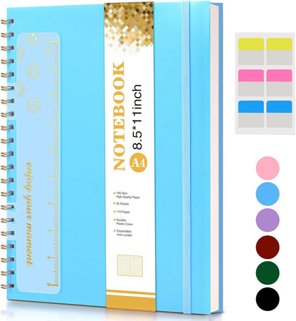 Spiral Notebook Journal 8.5” x 11”, A4 Large Pink Notebooks for Women Men, College Ruled Lined Journal, 100 GSM Paper, Plastic Hardcover Spiral Bound Journals for Work School Note Taking Business