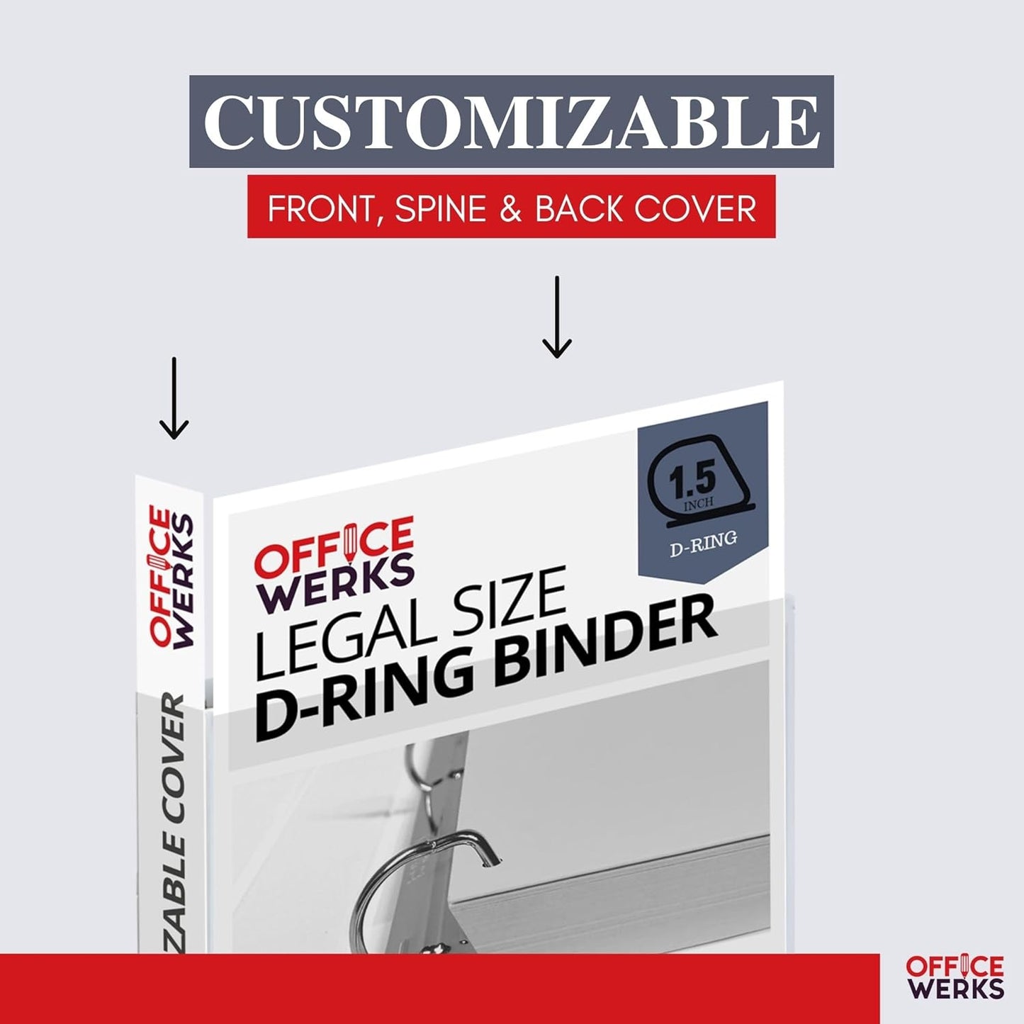 Performore - Office Werks Heavy Duty Legal Size View Binder - 14" x 8.5", White, 1.5 Inch D-Ring, Back Mount Binder