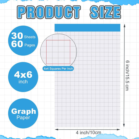 Tenceur 8 Pack Grid Paper Pad 4 x 6 Inch Graph Paper Pad, Graft Paper 30 Sheets Graph Ruled Grid Pad Notebook Notepads Memo Pads Math Grid Note Pad Scratch Pads Assorted Colors(5 Squares Per Inch)