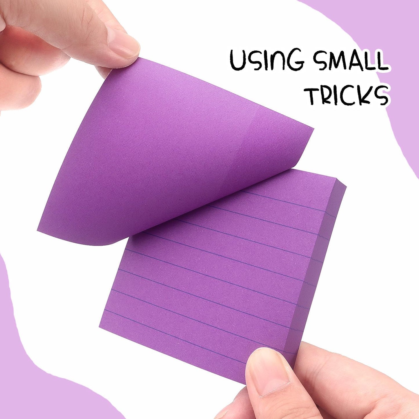 Lined Sticky Notes 3x3 Sticky Notes with Lines Self-Stick Notes Bright Color 4 Pads 90 Sheets/Pad (Pastel)