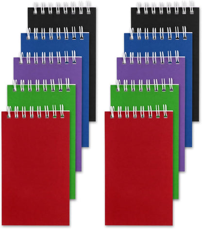 Hxezoc 10 Pack Small Pocket Notebooks, 3 x 5 Inches Mini Kraft Spiral Pocket Notebook with Lined Pages Memo Pads for Kids Home Office School Classroom Decoration Supplies