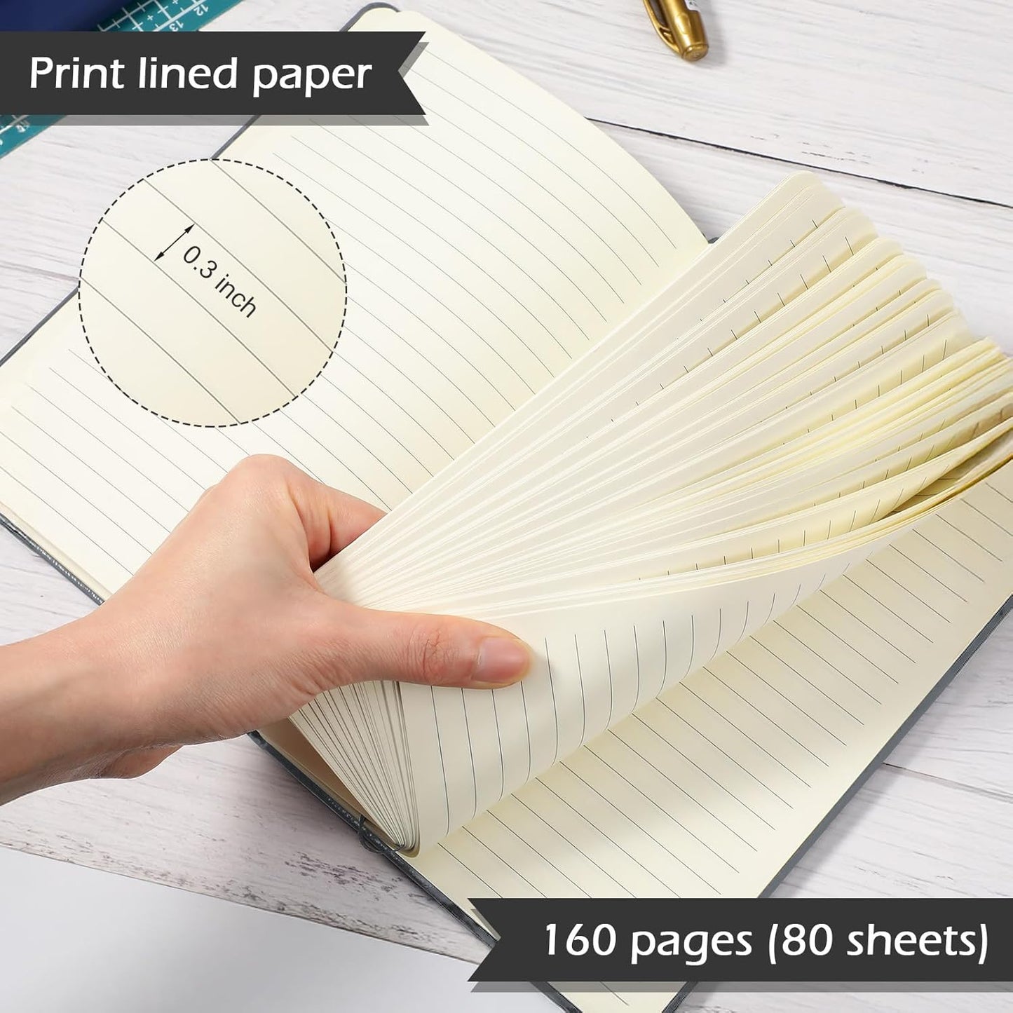 Honoson 20 Pack Lined Journal Notebooks A5 Hardcover Executive Notebook 5.5" x 8.3" PU Leather Wide Ruled Journals Bulk with Elastic Band for Home Business Office School Supplies(Black)