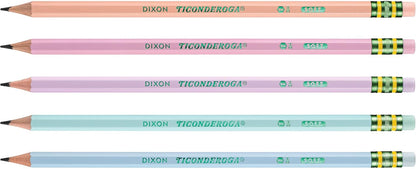 Ticonderoga Wooden Pencils, Pre-Sharpened, 2 HB Soft, Pastel Colors, 18 Count