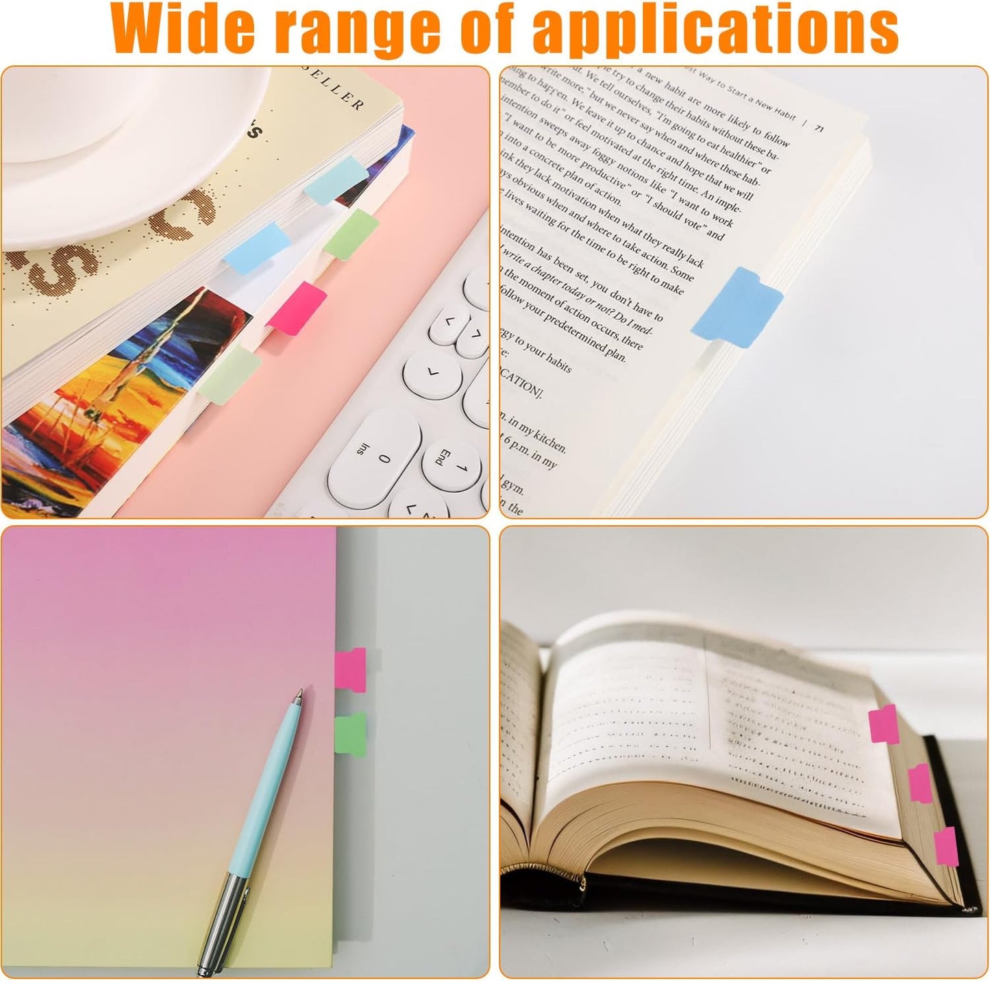 20 Sheets/240 Pieces Sticky Index Tabs, Double Sided Book Page Markers Tabs Blank Monthly Tabs Writable Sticky Notes Flags Self Adhesive Planner Stickers for Labeling (Rainbow Blank)