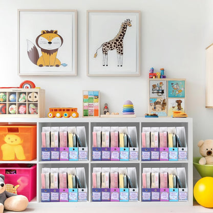 Pasimy 25 Pcs Pastel Cardboard Magazine File Holder Magazine Organizer Book Bin with Label Sticker Multicolor File Storage Box for Desk Shelves Document School Classroom Home Office Supplies