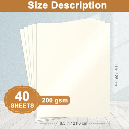 Silunkia 40 Sheets Gold Shimmer Cardstock 8.5 x 11 Certificate Paper, 75lb Craft Paper Card Stock for Cards Making, Birthday Decorations, Wedding Invitations, Greeting Cards